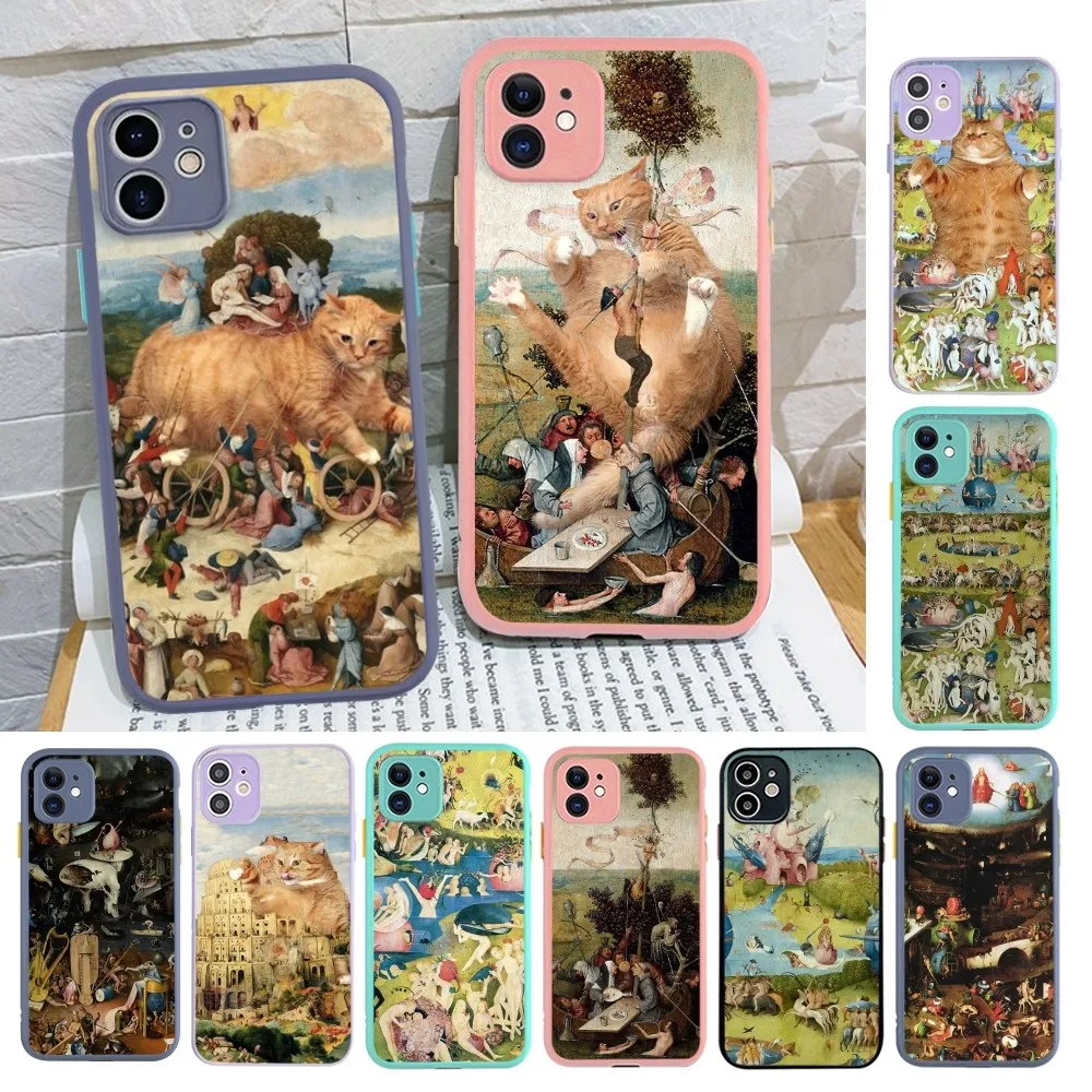 Hieronymus Bosch Art Painting Bumper Phone Case For iPhone 14 X XR XS 7 8 Plus 11 12 13 pro MAX 13mini Matte Shockproof Case