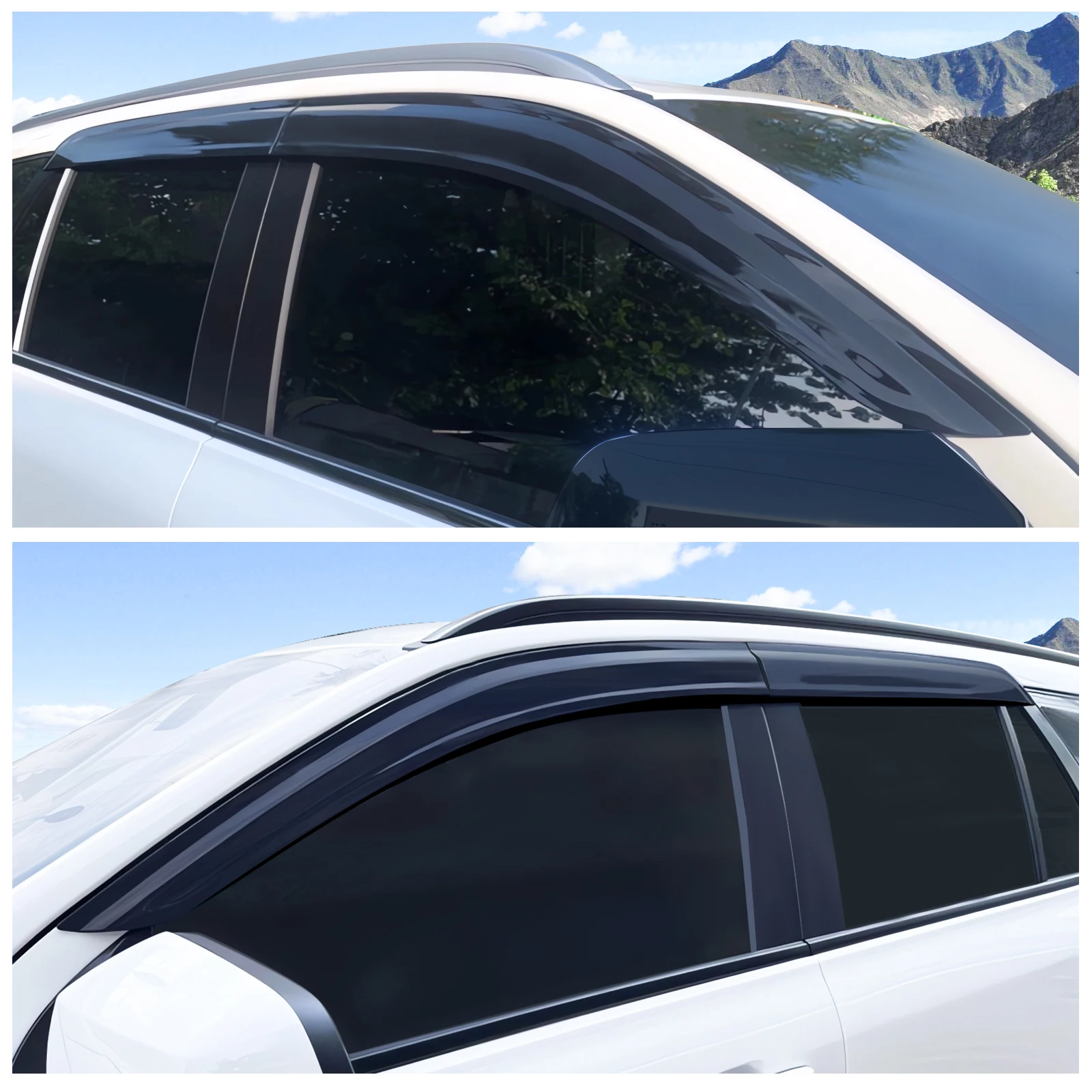 Sun Rain Guard Wind Deflector Window Visor For Ford Everest T9 2023 2024 Matte Black 4PCS/SET Weather Shield Door Visor Trim
