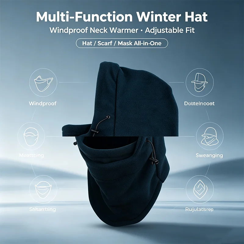 1/2/3PCS Winter Scarves Hats Balaclava Women Men Thermal Fleece Hiking Neck Warmer Windproof Outdoor Riding Full Face Mask