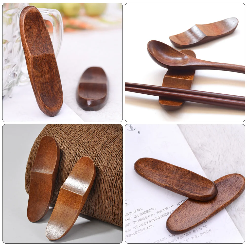 

6pcs Wooden Chopstick Rests Spoon Fork Holders Japanese Style Kitchen Decor Easy Clean Reusable Tableware Accessories
