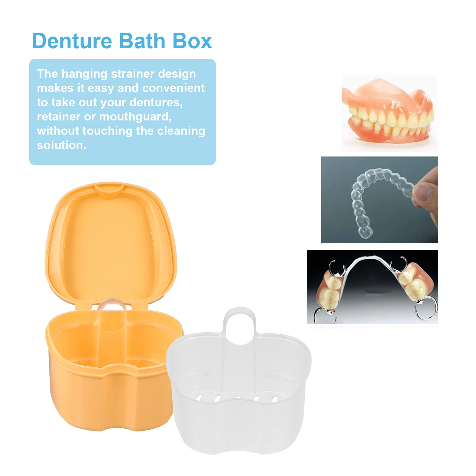 

4 pcs Denture Box False Teeth Storage Containers Bath Mouth Guard Case Plastic Lightweight Portable Easy Cleaning Soaking