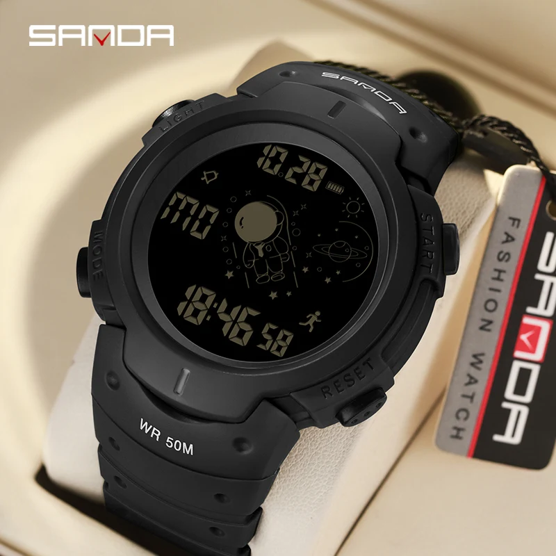 

Fashion Sanda Top Brand 2155 Led Digital Sport Boy Student Men Watch Multifunctional Electronic Luminous Waterproof Reloj Hombre