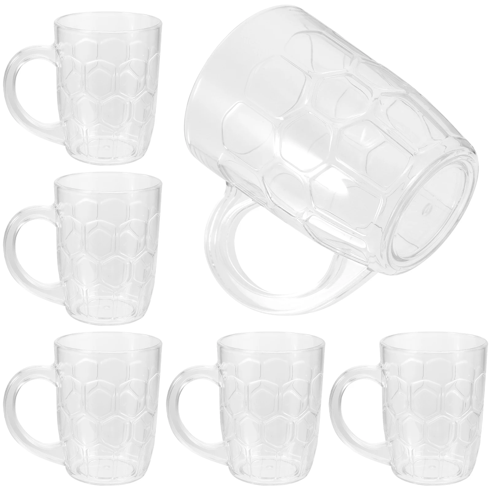 

6pcs Clear Mug Large Capacity Plastic Mugs Handle Design Beer Storage Cup Multi-Function Wine Cup For Home Party Bar