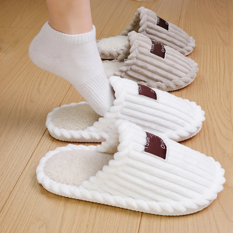 Warme Cord-Winterhausschuhe für Paare, rutschfeste Plüsch-Hausschuhe für Damen, leichte, bequeme Baumwollschuhe für Damen 2026 – Detail 2