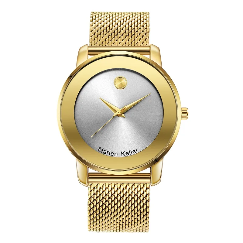 Marlen keller Luxury Gift Quartz Watch Circular shape Dial Stainless Steel Strap Quartz Wrist Watch For Ladies Fashion