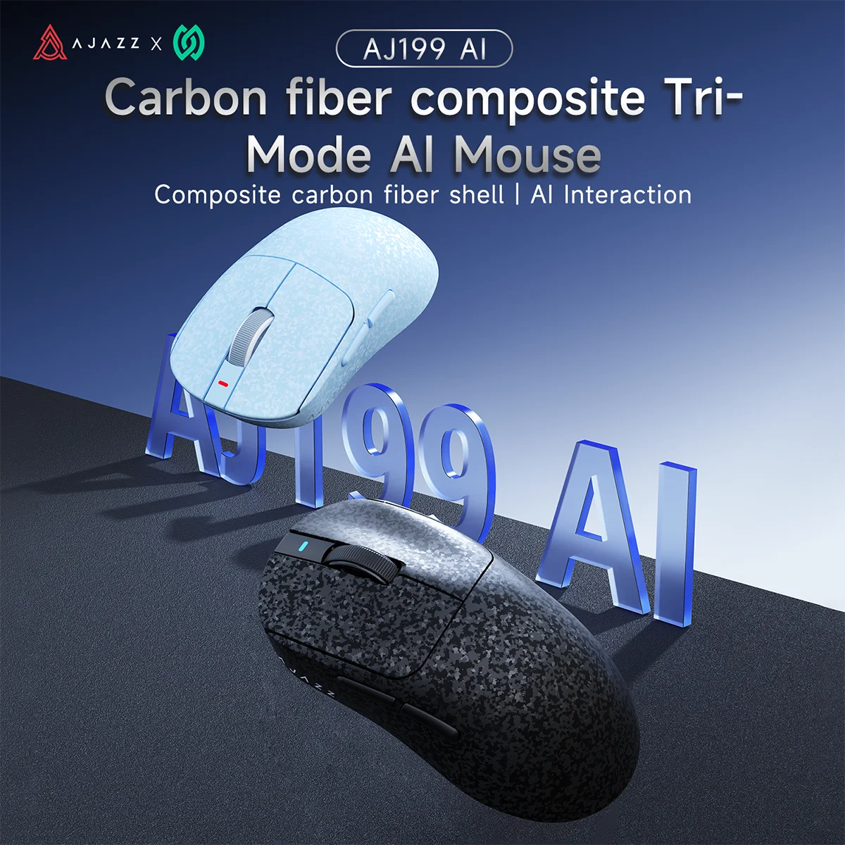 AJAZZ AJ199/AJ199AI Carbon Fiber Ultra-Thin Lightweight Design Three-Mode Wireless2.4G/Bluetooth AI Voice Assistant Gaming Mouse