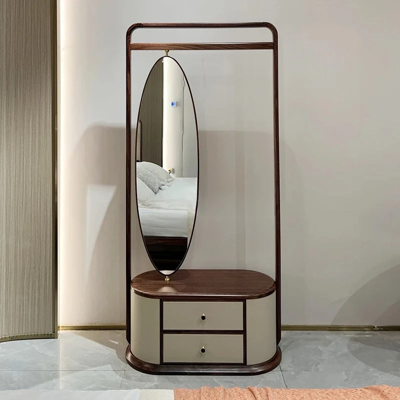 

Solid wood full-length mirror floor mirror household new Chinese full body storage simple
