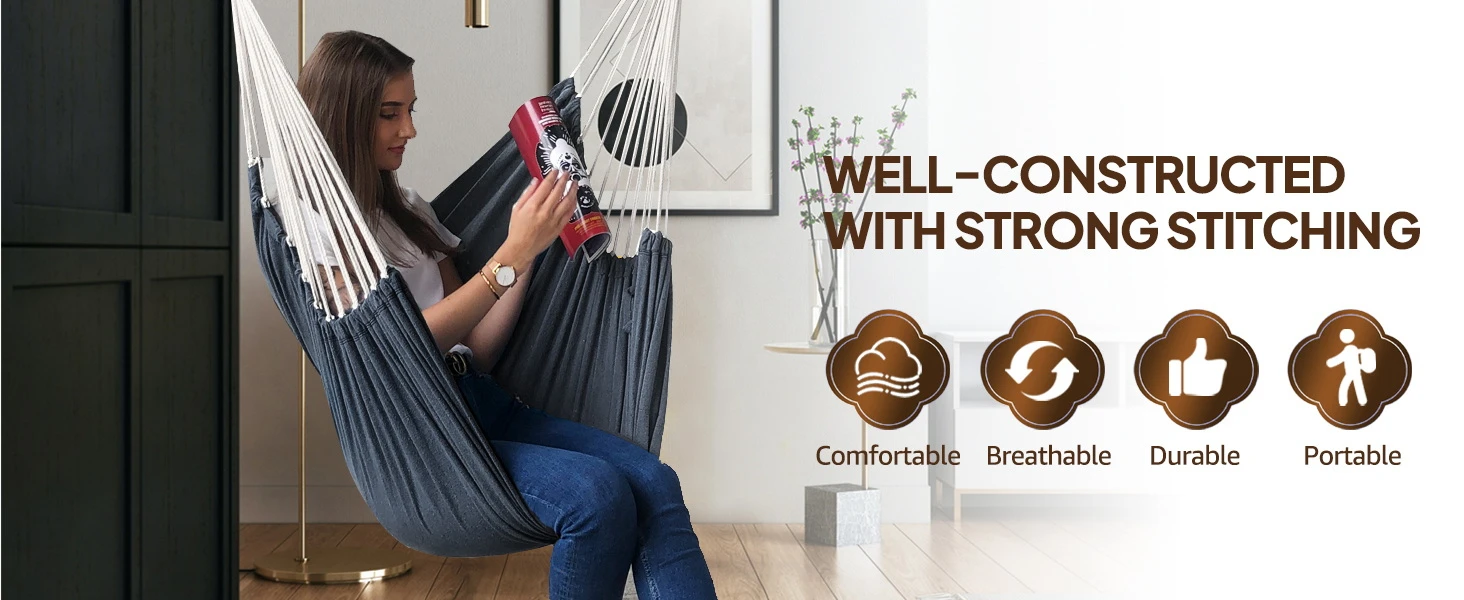 Soft Cozy Fabric Detail of Japandi Hanging Chair