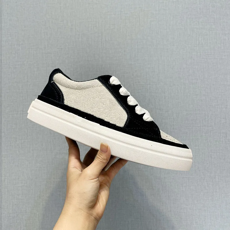 

Couple's Star Thick Sole Casual Shoes, Sports Shoes, Round Toe Matte Color Block Lace up Low Top Board Shoes, Skateboarding Shoe