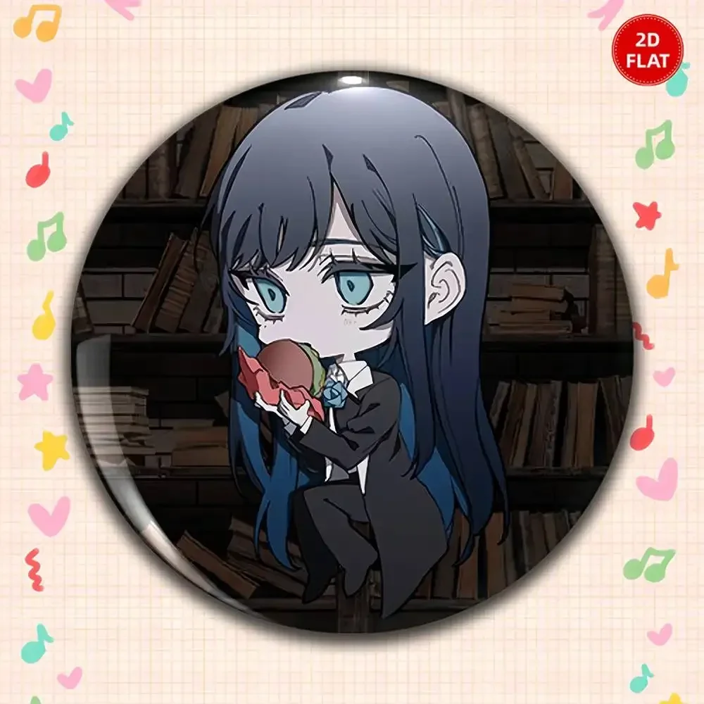 2026 Latest Style Classic Style 2D FLAT Gorgeous Round Anime Plastic Brooch Pin Unisex Lapel Badge Interesting Gift
