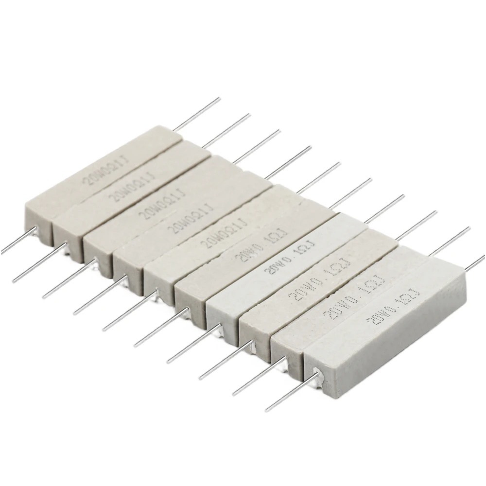 8Pcs 20W Resistenza di Cemento 5% 0.1R 0.22R 0.47R 0.5R 1R 2R 5R 10R 1K 2K 5.1K 10K 20K 30K 100K ohm Resistenza del Cemento Ceramica