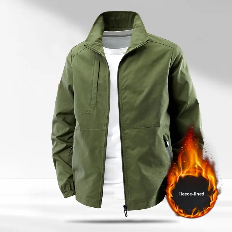 

Мужская ветрозащитная куртка на молнии из полиэстера для активного отдыха весна-осень, свободного кроя, с воротником-стойкой, больших размеров