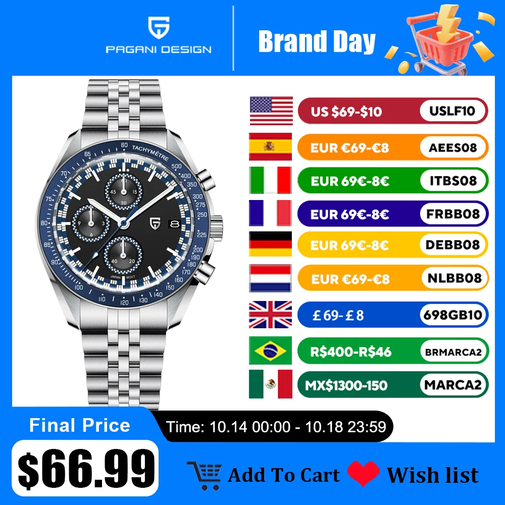 

2025 New PAGANI DESIGN Moon Men's Watches Luxury Speed Chronograph Quartz Watch For Man AR Sapphire Mirror Waterproof Clock Gift