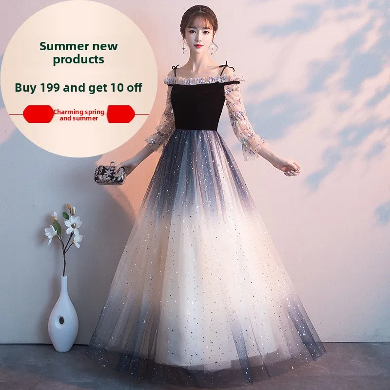 

Adual Color Lantern Sve Длинное вечернее платье Женское модное корейское платье на одно плечо из полиэфирного волокна Par Dr