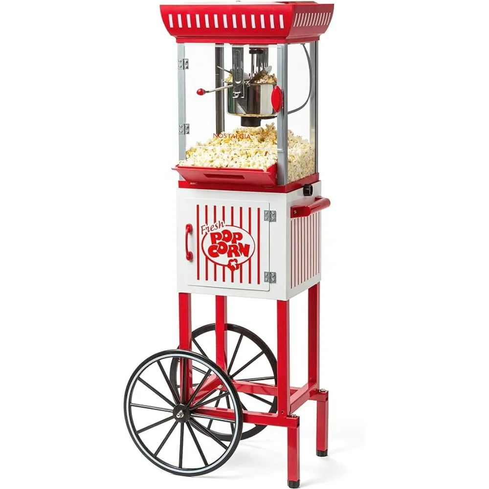 

Maker Machine - Professional Cart With 2.5 Oz Kettle Makes Up to 10 Cups - Vintage Popcorn Machine Movie Theater Style