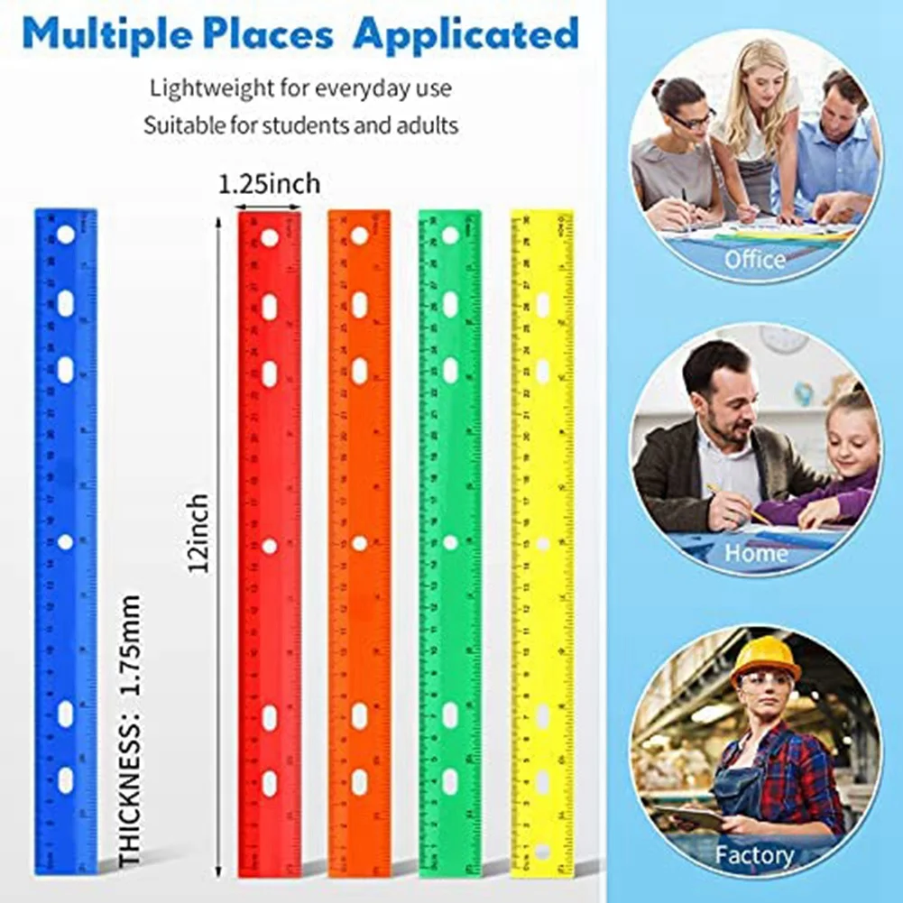 5 Pieces Of Color Ruler 5 Kinds Of Color Measuring Tools for Children'S School Office Supplies