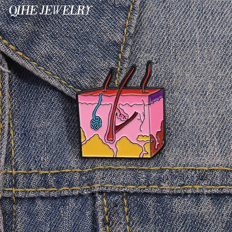 الجلد الجلد المينا دبابيس التشريح ودبابيس الخلية على ظهره شارات التلبيب هدايا مجوهرات مضحكة لعالم الطبيب