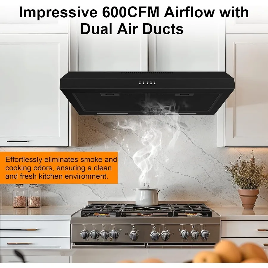 ترقية 600 CFM شفاط المطبخ 30 بوصة أسود تحت خزانة شفاط المطبخ ل القناة/القناة للتحويل موقد المطبخ الفولاذ المقاوم للصدأ #2
