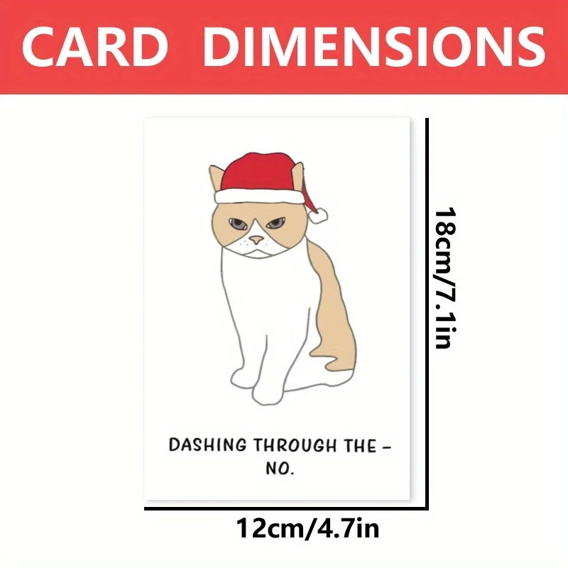 1pc, Christmas card, funny Christmas card, the best gift for family, friends, meowy Christmas card, cat Christmas card