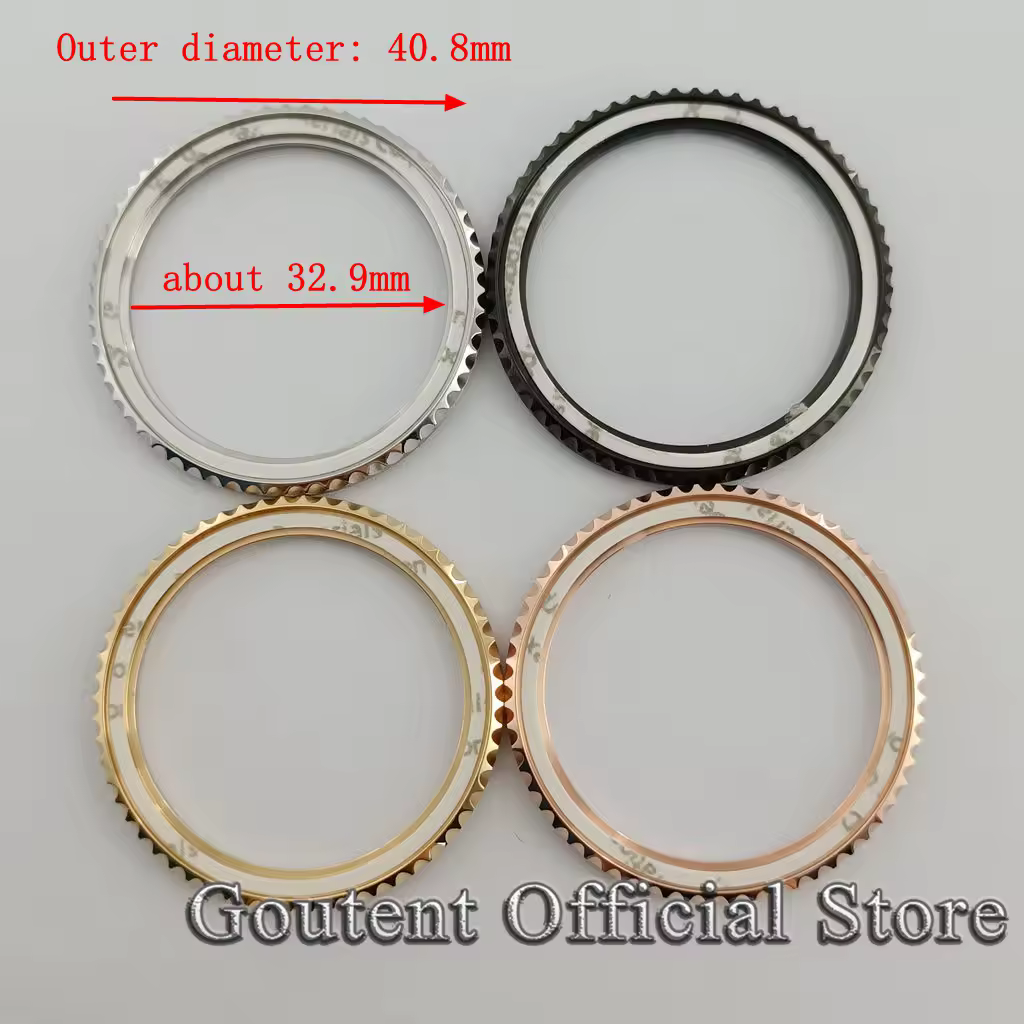 Goutent 40,8 mm*32,9 mm lunetta per orologio argento/nero/oro per orologio subacqueo da uomo da 40 mm