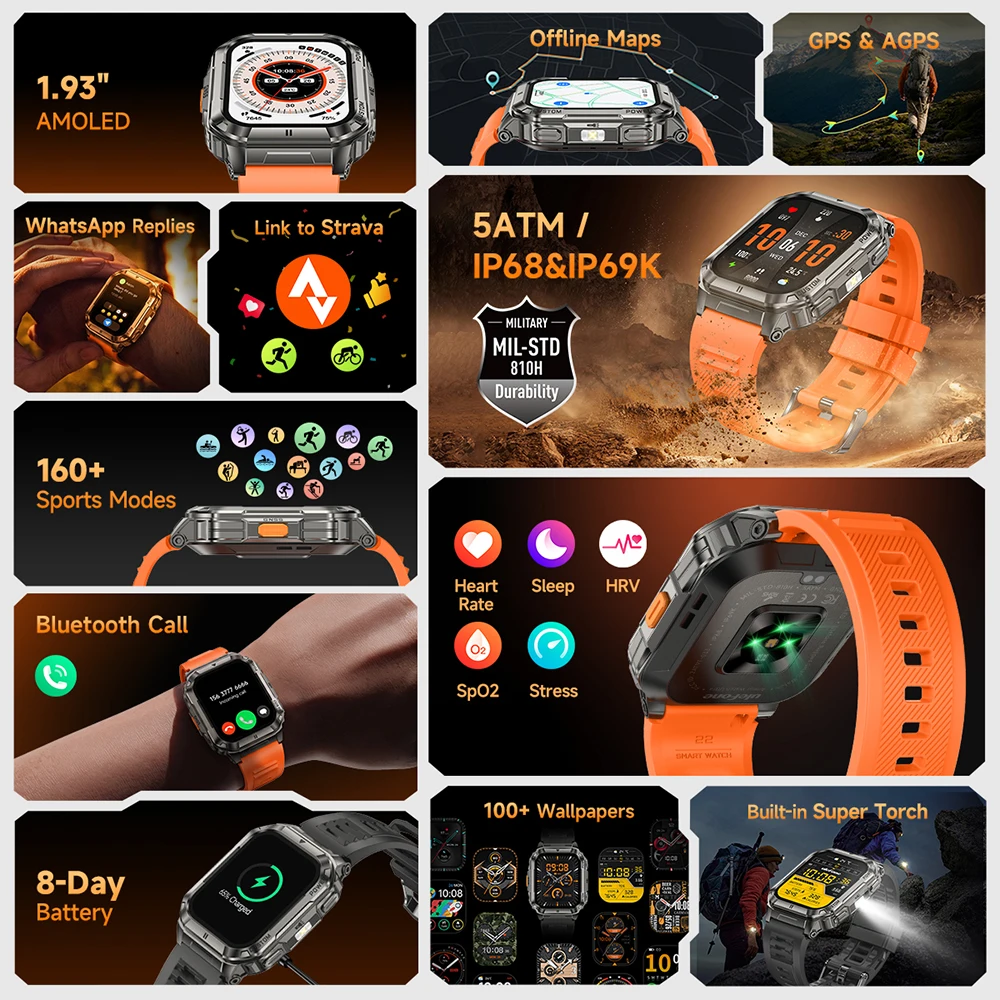 Ulefone Armor Watch Ultra Smar - Smartwatch Watch Whatsapp recension och pris