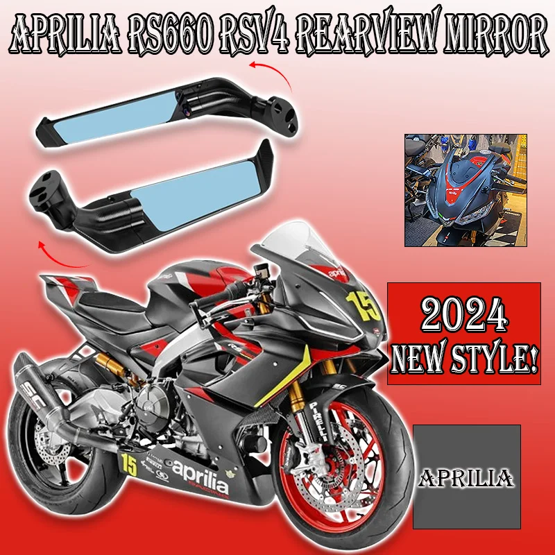 

2024 New For Aprilia RS660 RSV4 Mirrors Stealth Mirrors Sports Winglets Mirror Kits Adjustable Mirror Motorcycle Wing Mirrors