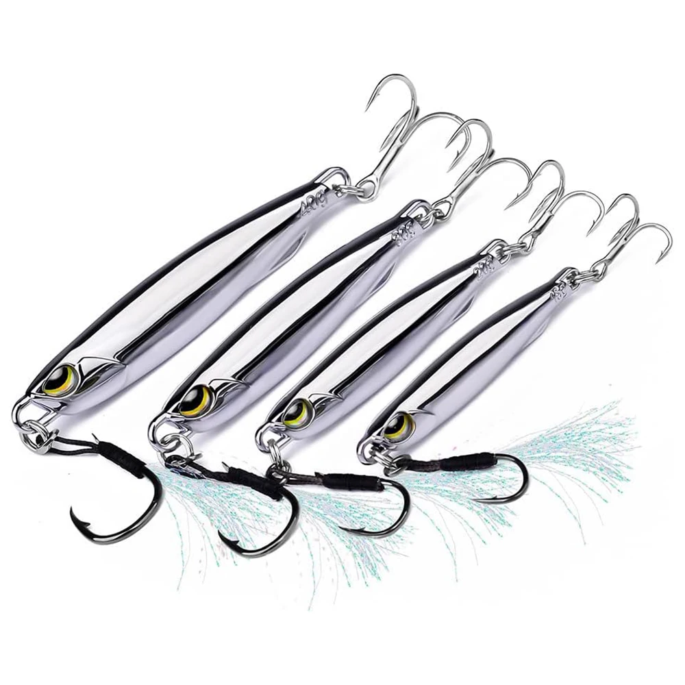 Fishing Long Throw Metal Bait Reflective Iron Plate Bionic Fish Bait 10g-60g With Hook Fishing Tool Fishing Gear Accessories