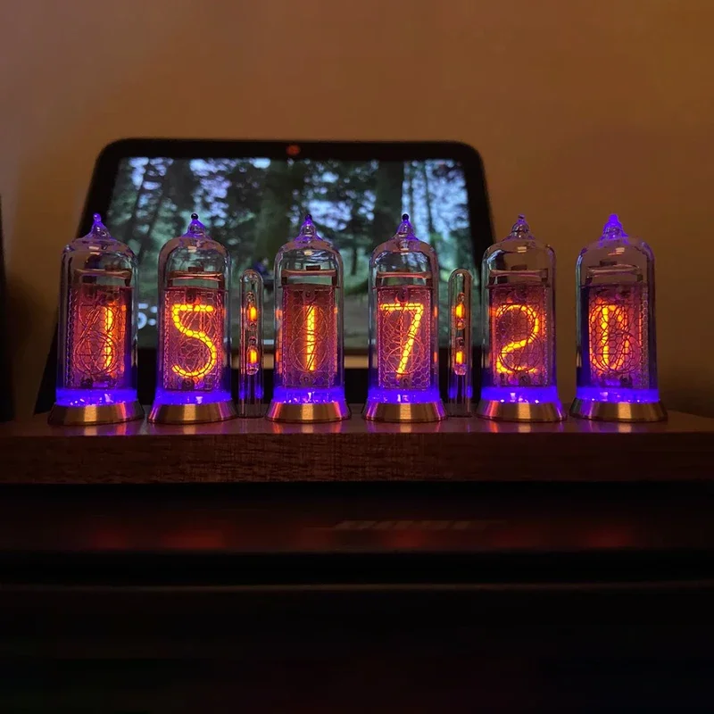 for IN14 Nixie Tube Clocks Wooden Digital Table Clock Silent Living Room Desk Clocks Retro Home and Decoration and Accessories