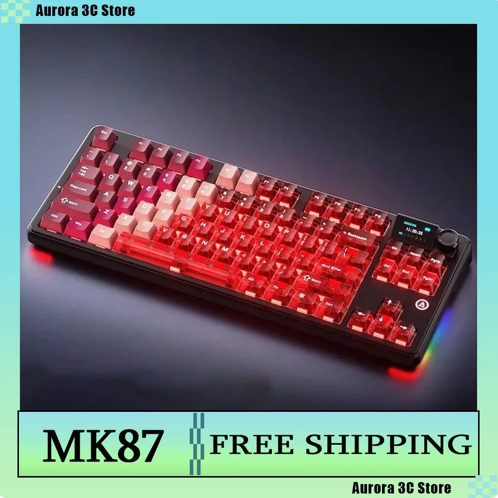 

AJAZZ MK87 Prism Gaming Keyboard RGB Three Mode Wireless Mechanical Keyboard Hot Swap Gasket 10000mAh PC Gamer Accessories