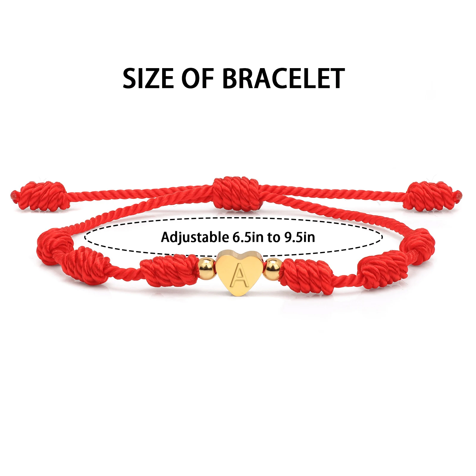 الذهب اللون A-Z 26 رسائل سحر سوار الأحمر سلسلة حبل مضفر سوار قابل للتعديل مع بطاقة اليدوية الإسورة مجوهرات هدايا #6