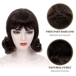 Brown Retro Breve Parrucche 60s Beehive Arricciatura Parrucca di Capelli per Le Donne Quotidiano 50s 70s fibra resistente al calore parrucche del partito per le donne