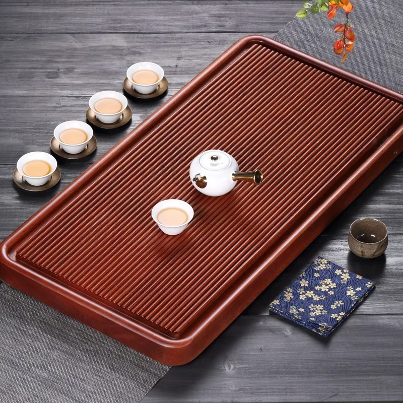 Wooden Tray Chinese Long Coffee Food Serving Tray Modern Gongfu Tea Plateau De Service Bandeja De Te Office Accessories GXR35XP