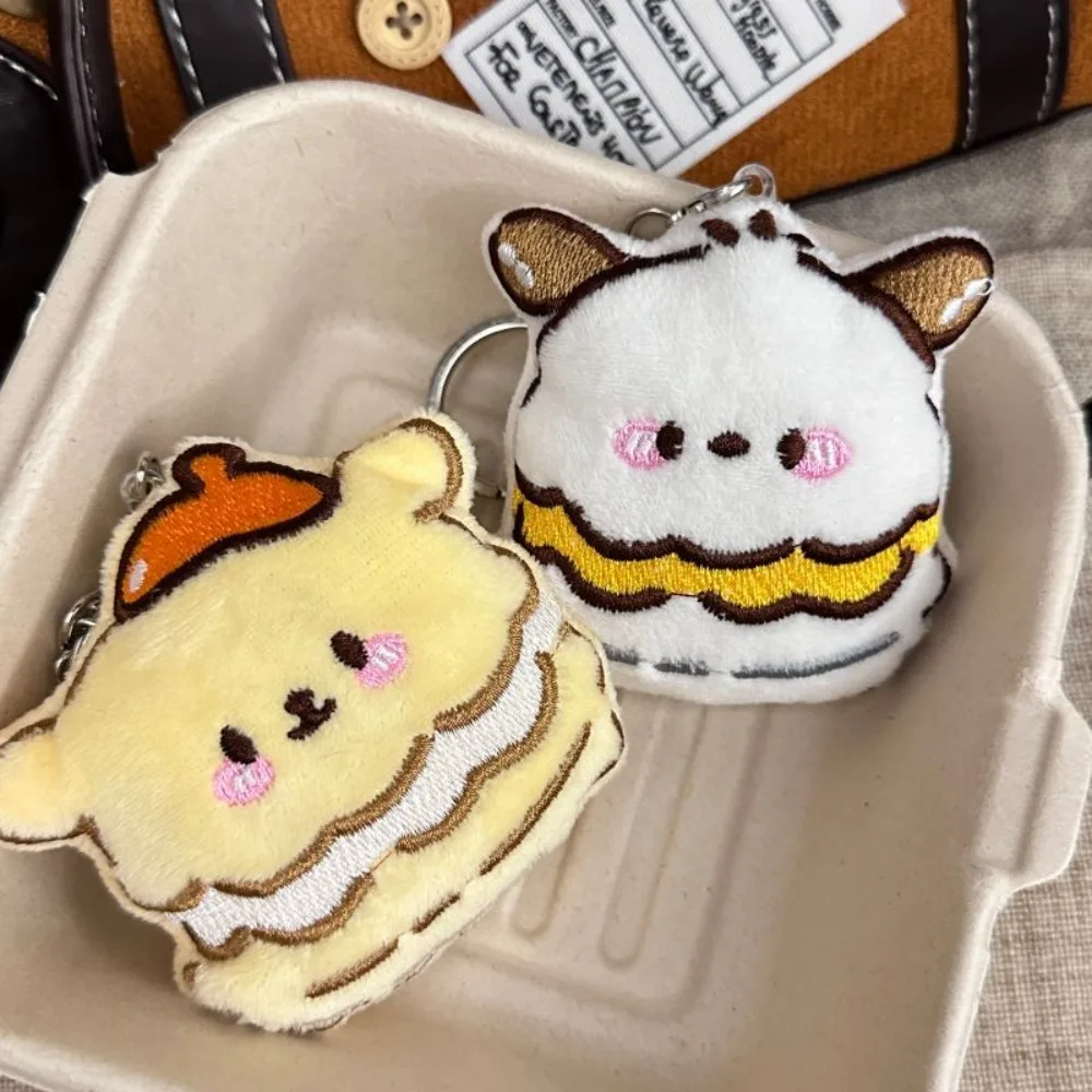 Hello Kitty Plush Keychain Miniso Genuine Cartoon Creative Embroidered Hamburger Kuromi Cute Plushies Bag Pendant Girls Gift