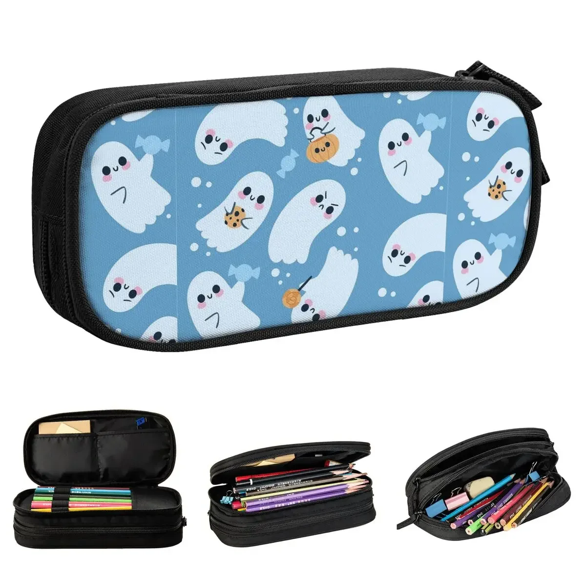 

New Sweet Ghost Halloween Pumpkin Pencil Case Cute Pencil Pouch Pen Box for Student Large Bag School Supplies Gifts Stationery