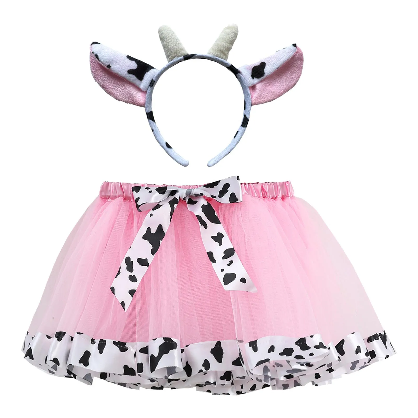 Little Girls Christmas Carnival Party Coplay Costume Animal Headwear Zebra and Zoo Theme Tutu Skirt Set for Birthday Dress Up