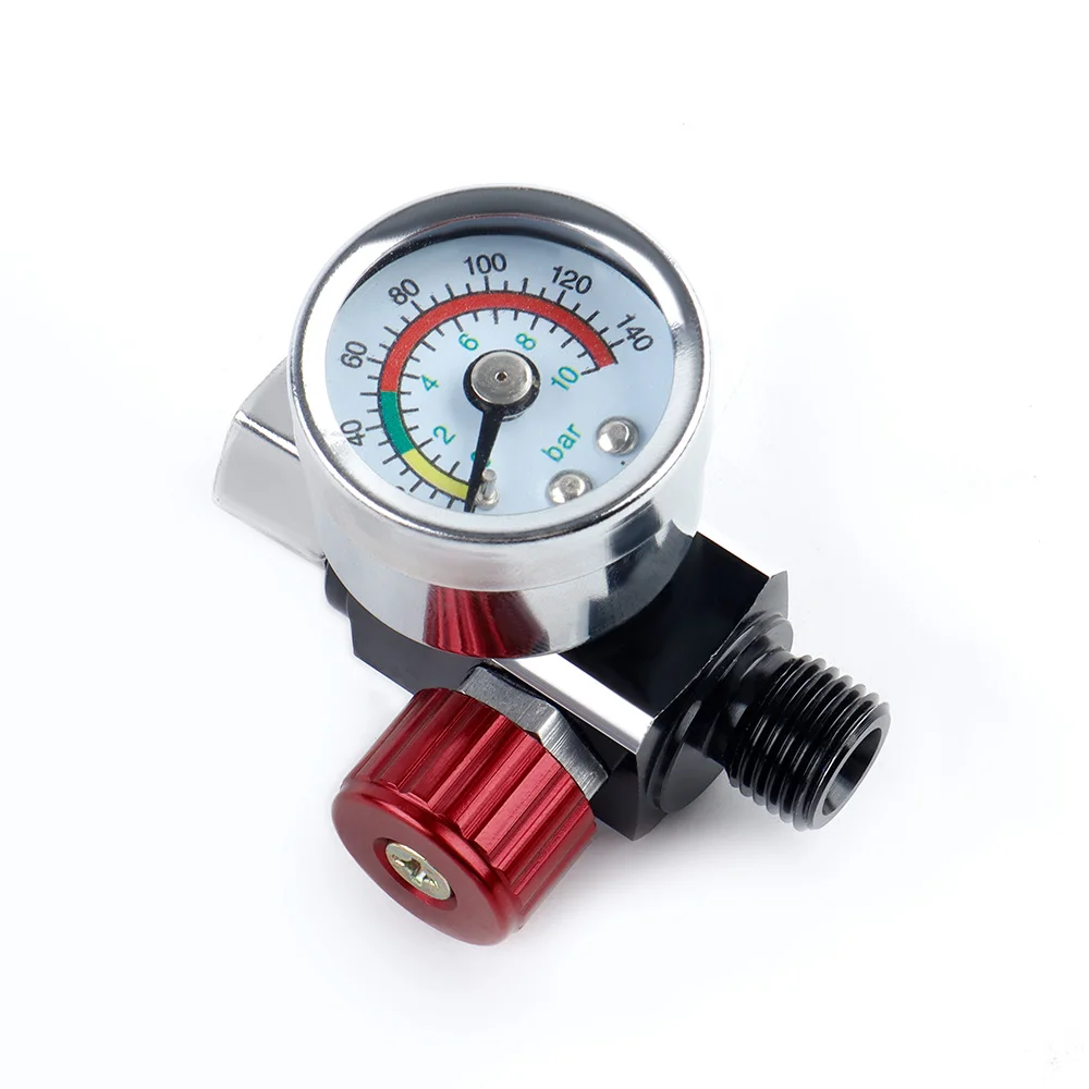 1/4' Air Pressure Regulator for Spray Pneumatic Gun Air Filter Auto Parts Inline Oil Water Trap Filter Separator with EU Adapter