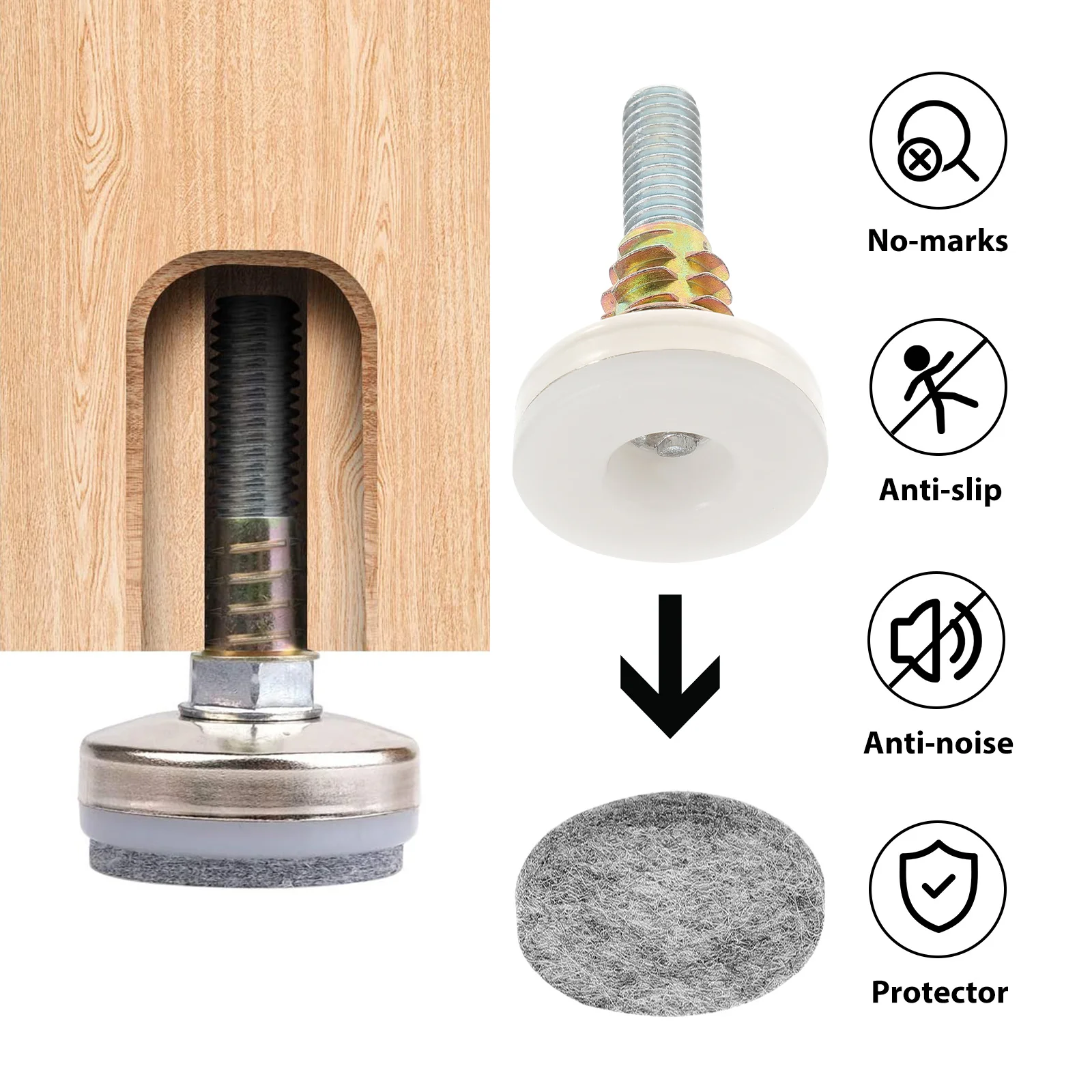 

4 set Adjustable Furniture Feet Heavy Duty Carbon Steel Leveling Legs For Table Chair Cabinet Floor Protection Scratches Noise