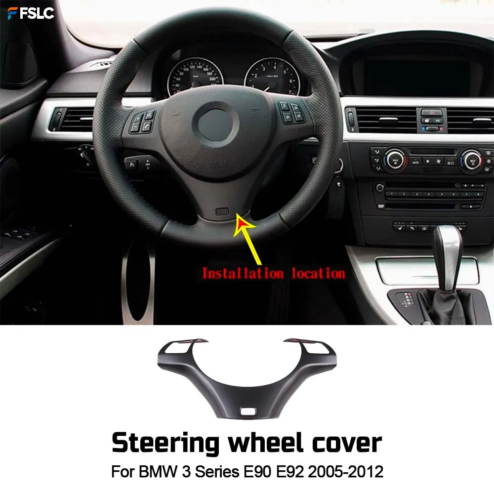 

⭐Genuine⭐ Car Upgrade Decoration Matt Black Steering Wheel Cover For BMW 3 Series E90 E92 2005-2012 Sticker Car Accessories