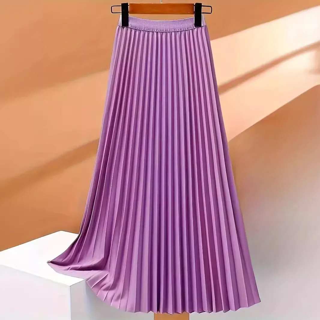 Elegant Vintage Pleated Long Skirt