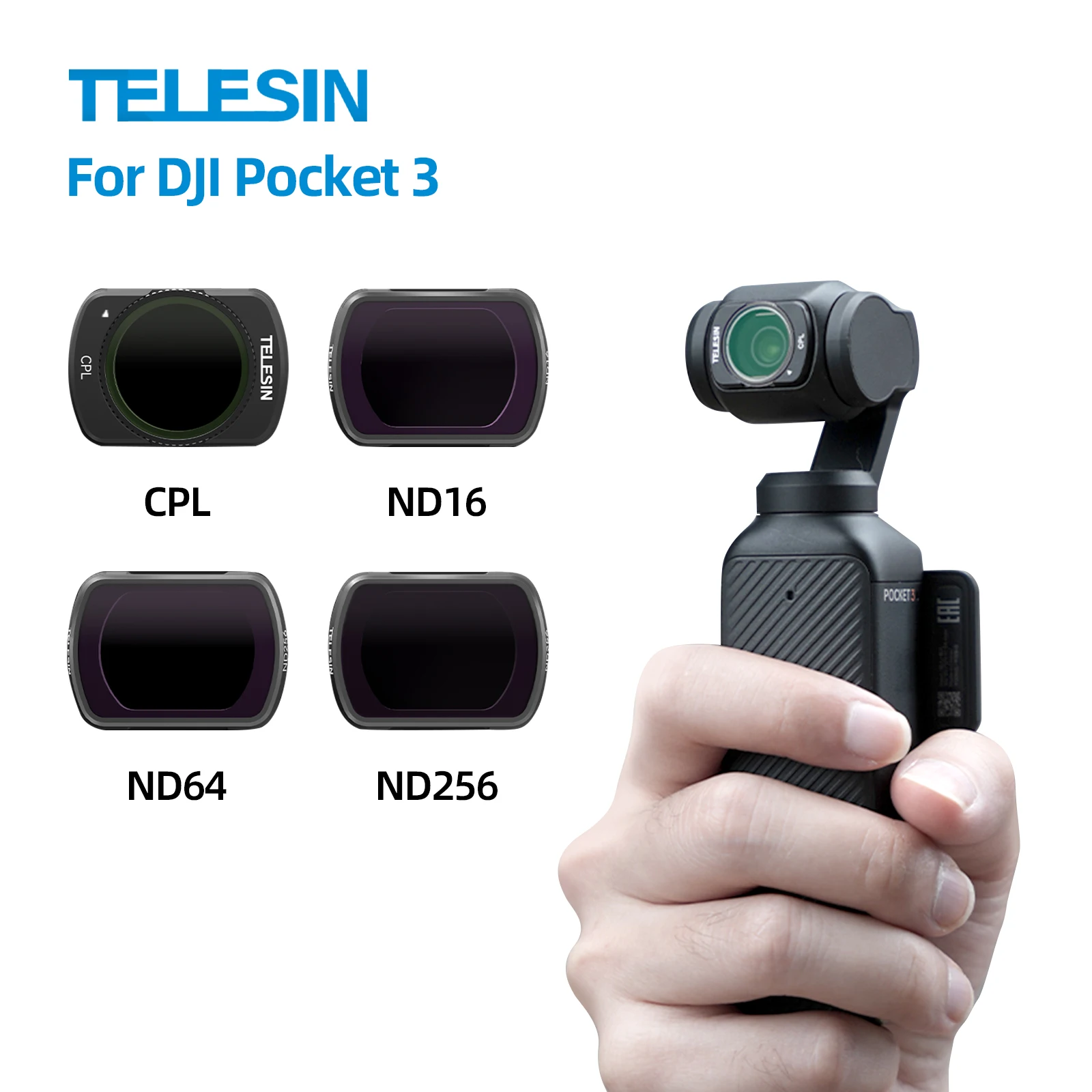 TELESIN Lens Filter Set for DJI Osmo Pocket 3 CPL ND16 ND32 ND64 ND256 Camera Lens Filter Protector Action Camera Accessories