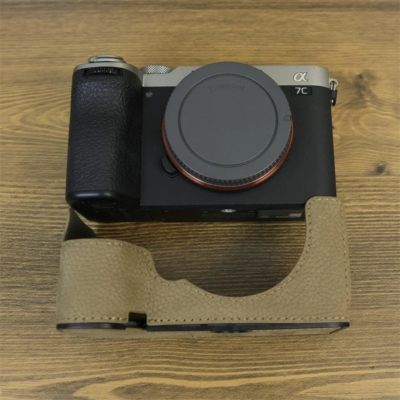 

For Sony ILCE-7c2 PU leather Half Case camera bag protective case a7c2 half set base