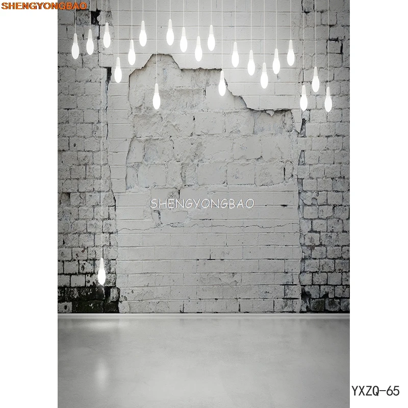 SHENGYONGBAO 디지털 프린트 빈티지 벽돌 벽, 나무 바닥 사진 배경, 사진 배경 스튜디오 소품 AZQ-01