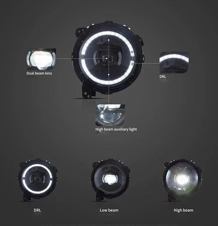 2x Car Headlight Assembly For Jeep Wrangler 2018 2019-2022 LED Dynamic Turning Signals Plug and Play Head Lamp DRL Headlights