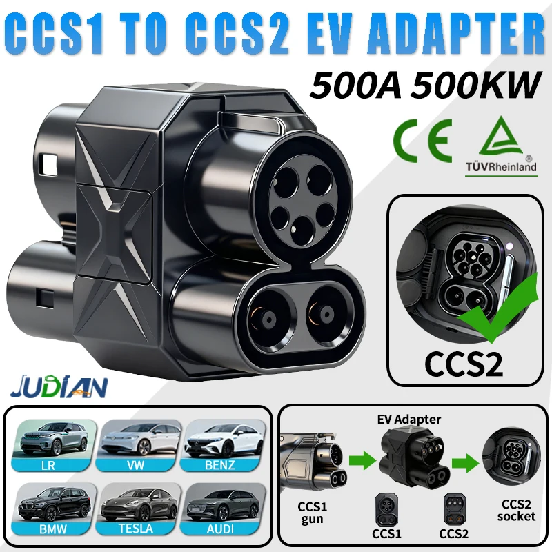 

CCS1 TO CCS2 EV Charger Adapter, Fast Charging Connector for Electric Cars, Fit CCS1 Chargers to CCS2 Vehicles
