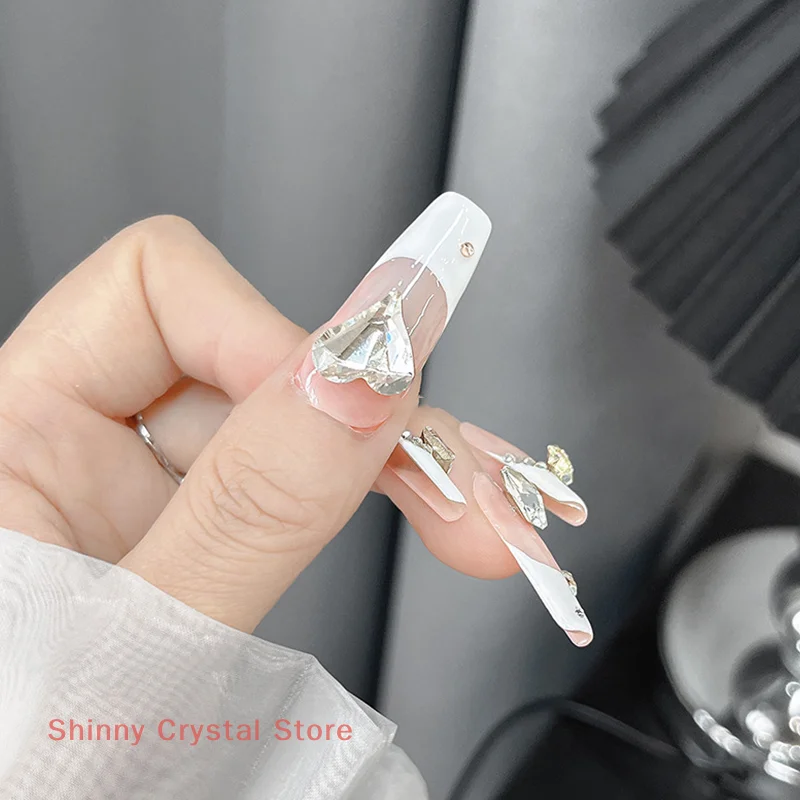 5PCS Sparkle Sharp Diamond Nail Art Rhinestones Jewel Decoration Mix Clear White Nail Charms Ornaments