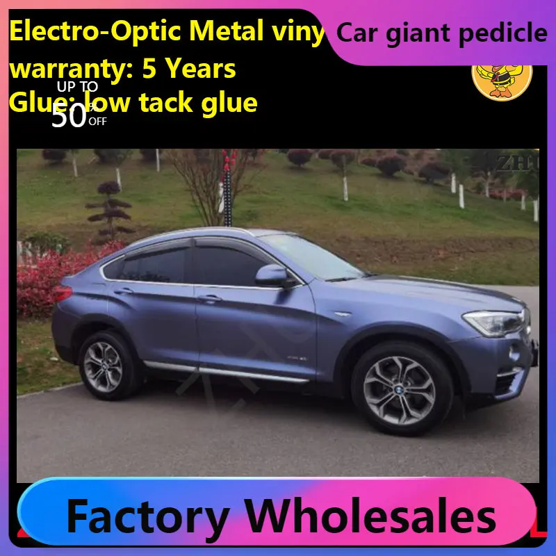 

Stormy Blue Electro-optical Metal Vinyl Wrap For Car Wrapping Covering Foil Air Bubble Free Low Tack Glue1.52*18M/Roll 5x59ft