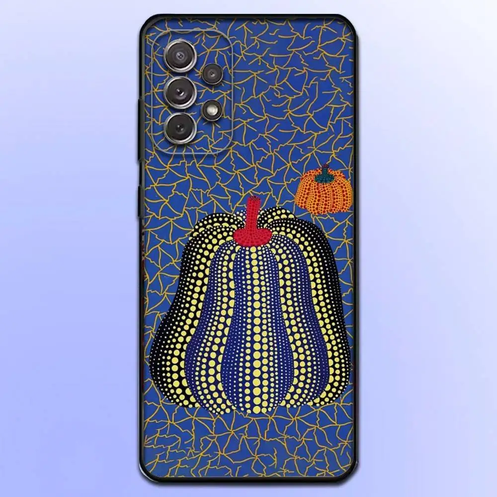 حافظة هاتف على شكل يقطين Y-Yayoi K-Kusama لهاتف سامسونج S25، S24، S21، S22، S23، S30، Ultra، S20، Plus، Fe، Lite، Note، 10,9,5G غطاء أسود