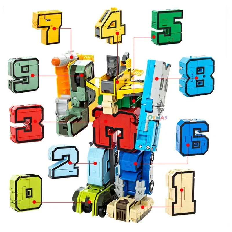 Puzzle Assembling Digital Transformation Toys Assemble Robots Building Blocks Figure Car Model Number Alphabet Educational Toys