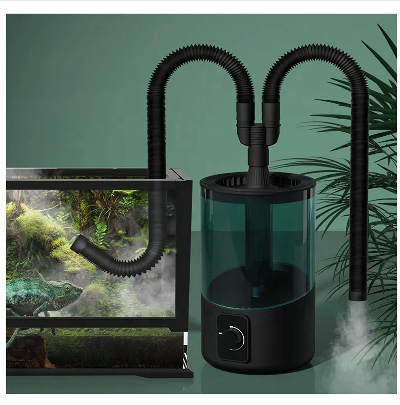 4L Reptile Humidifier Terrarium Humidifier Reptile Fogger Double Hose Adjustable Telescopic No Noise Adjustable Fog Mist