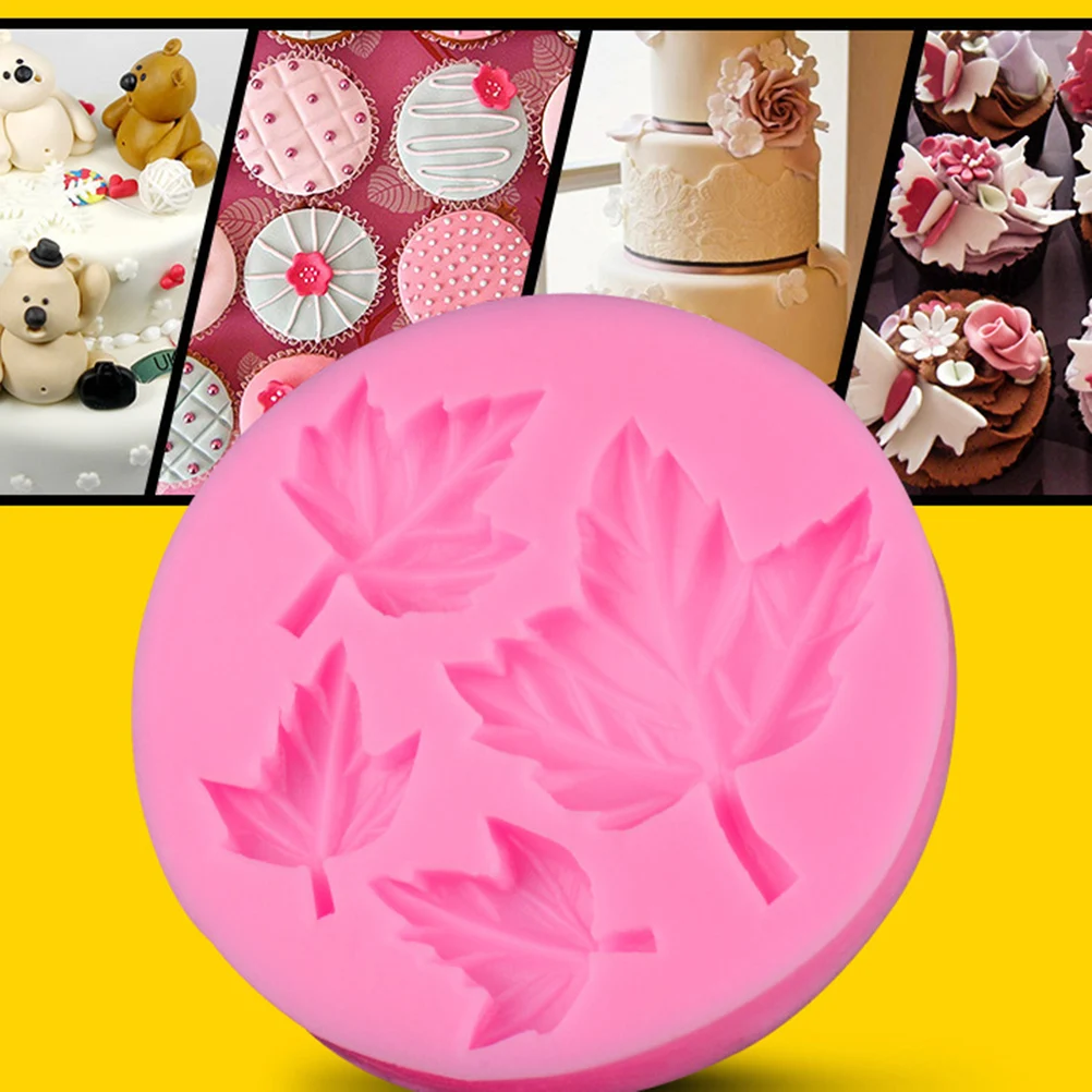 

3 Stencil Leaf Mold Silicone Fondant Molds Baking Cake Pink DIY